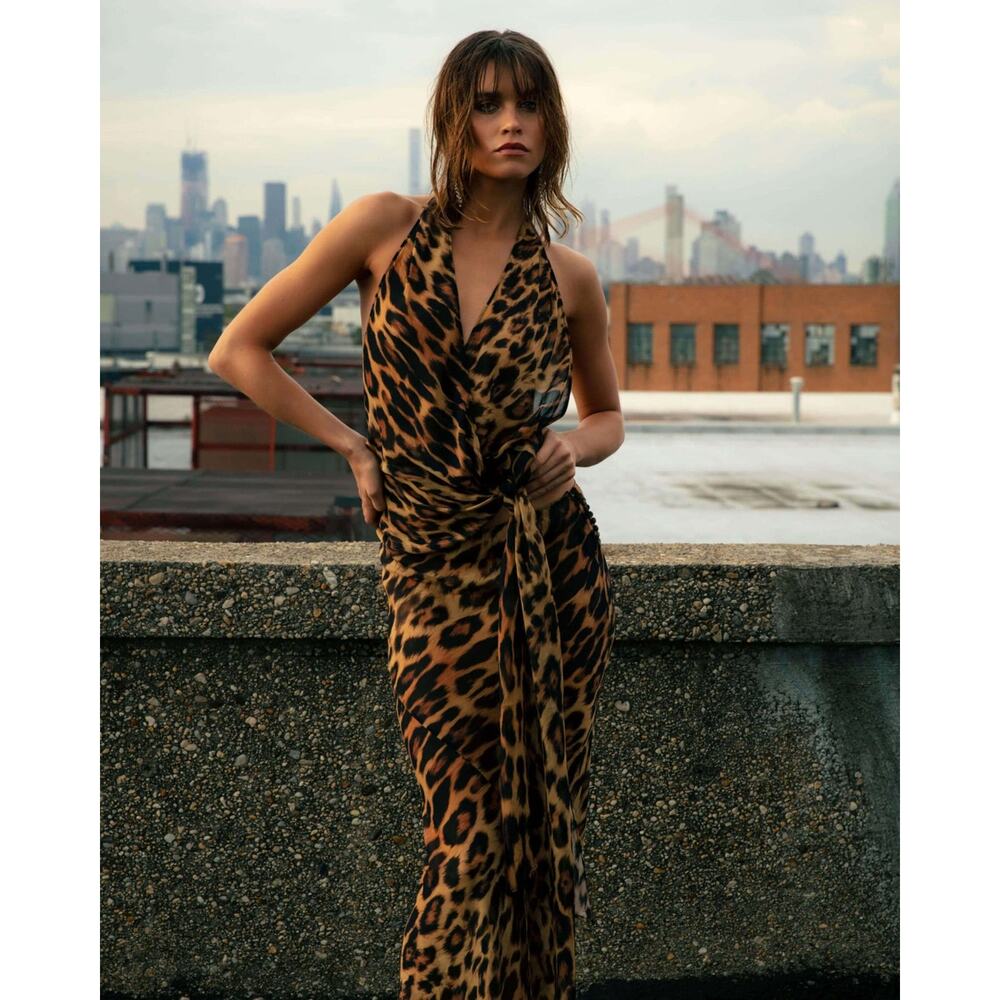 Rat & Boa Monique Leopard Print Top - XS Brown